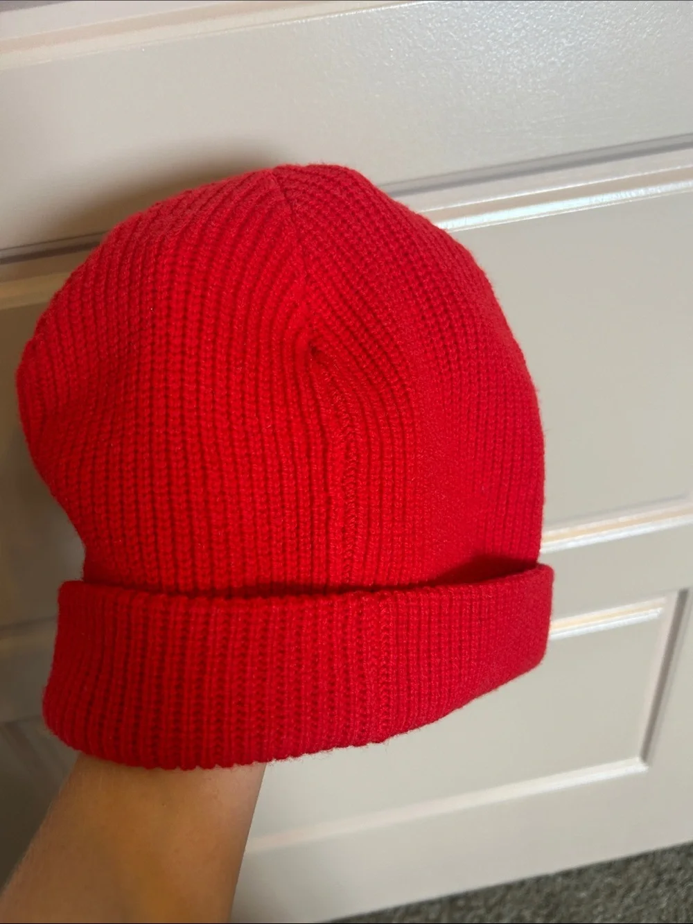 Madewell Red Ribbed Fold Cuff Beanie